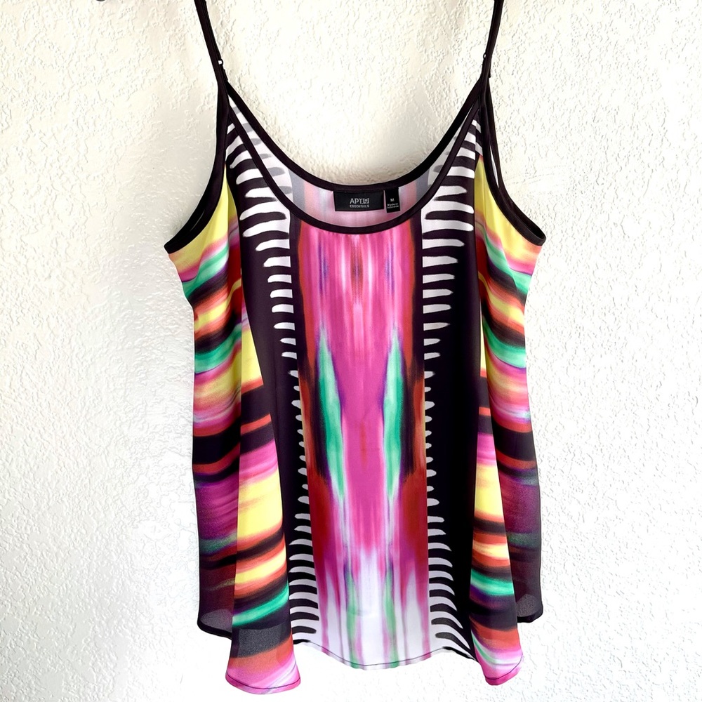 APT. 9 top. 100% polyester with adjustable straps.